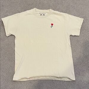 Riot Society Cream Tee with Red Rose
